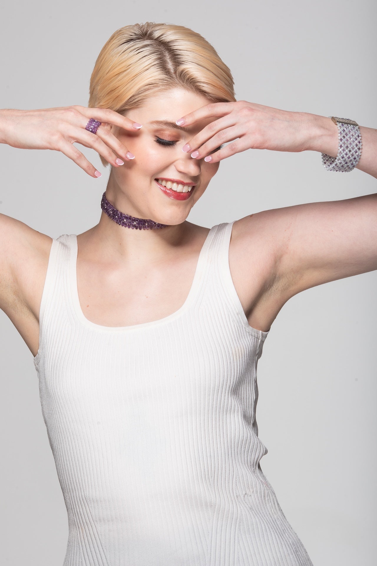 Amethyst choker with Pearl accents