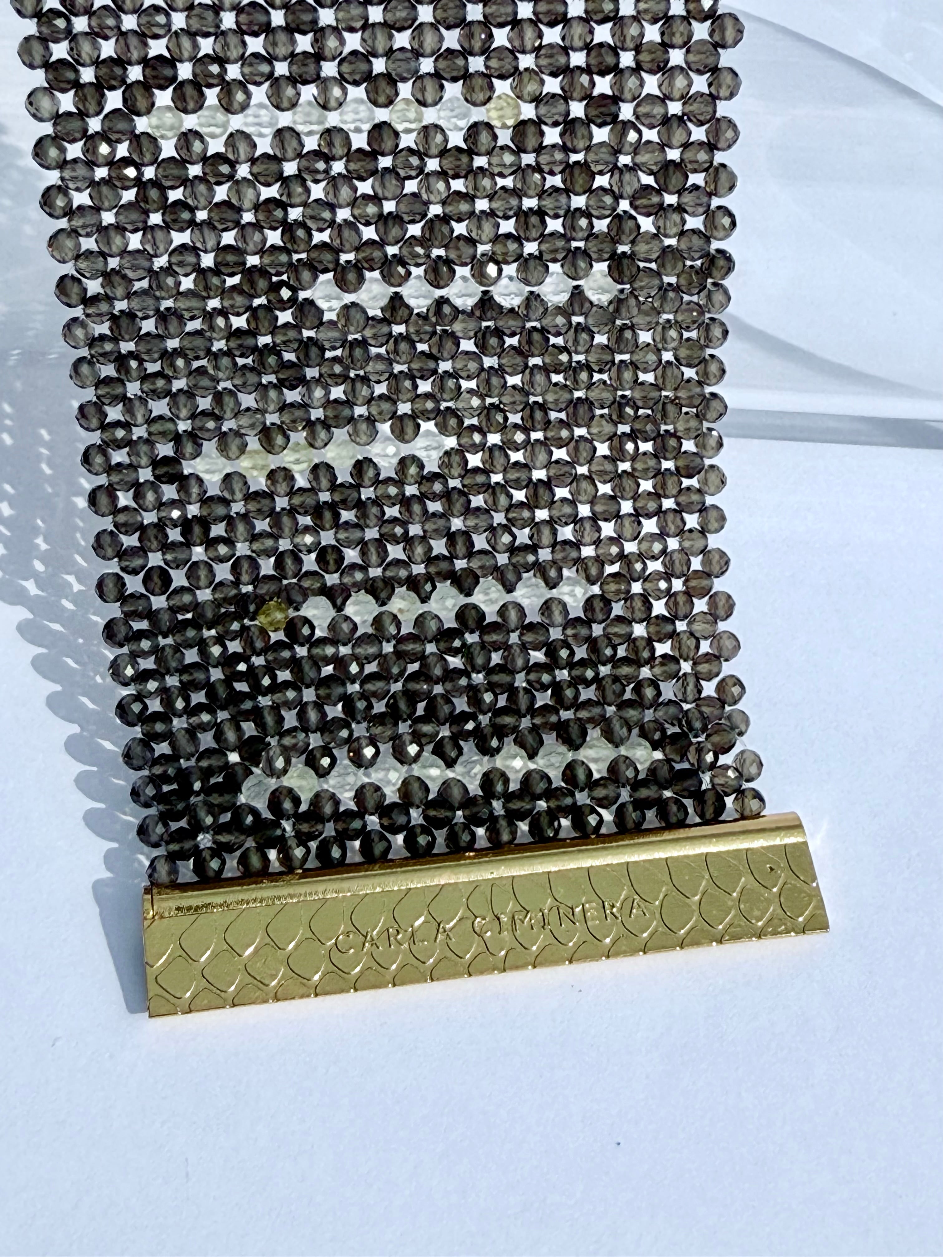 Smoky Quartz cuff with citrine accents