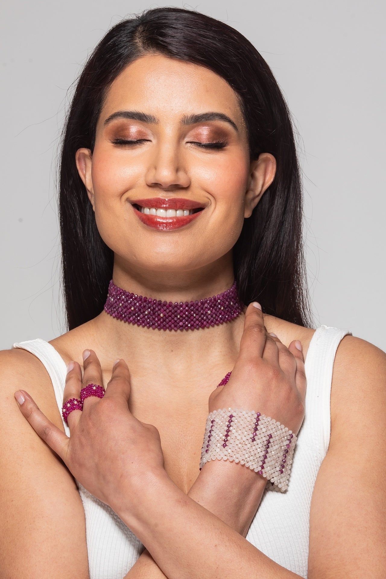 Garnet and pearl choker - Carla Ciminera