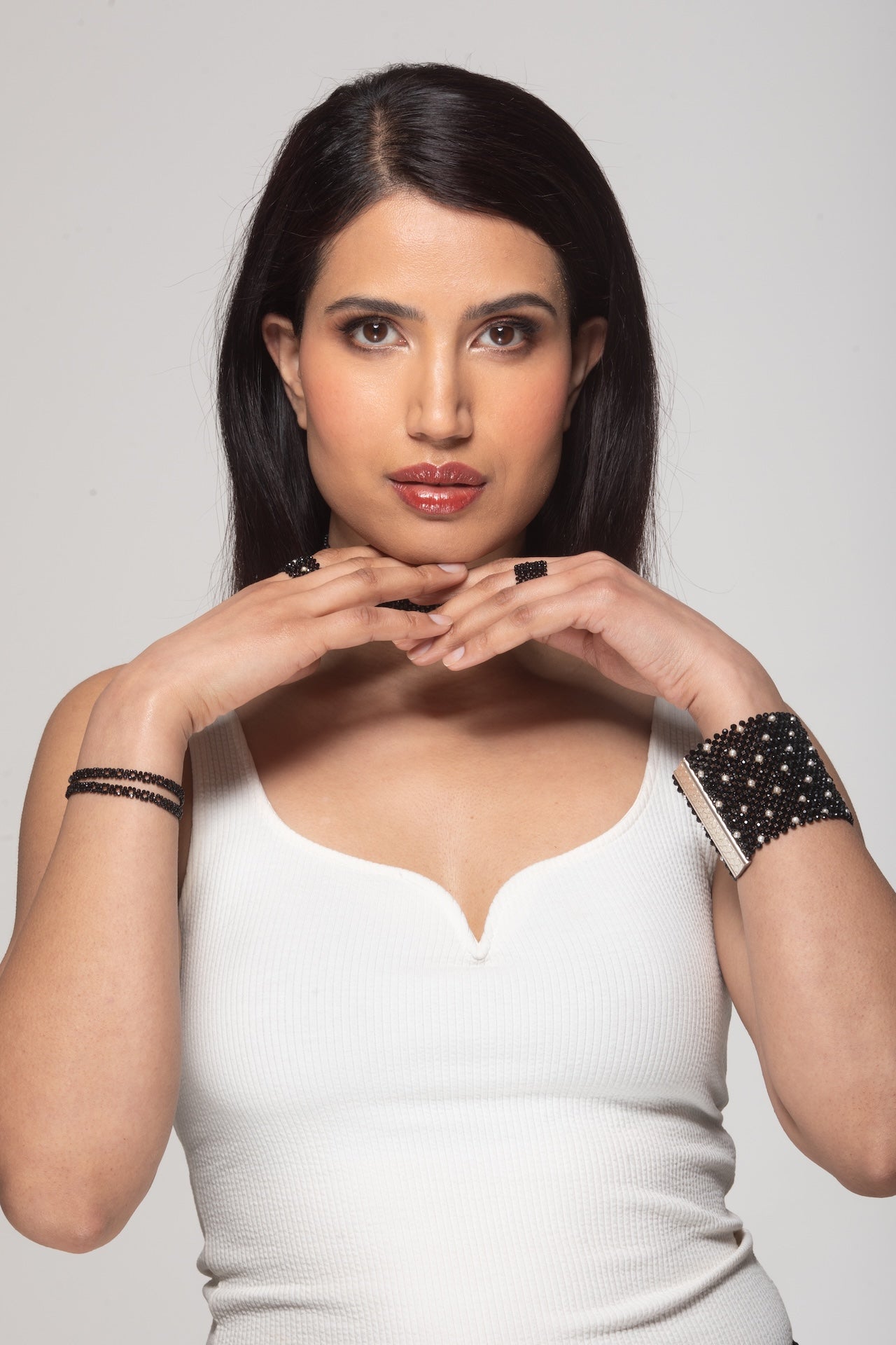 Onyx and Pearl Gemstone Cuff | Handmade by Carla Ciminera