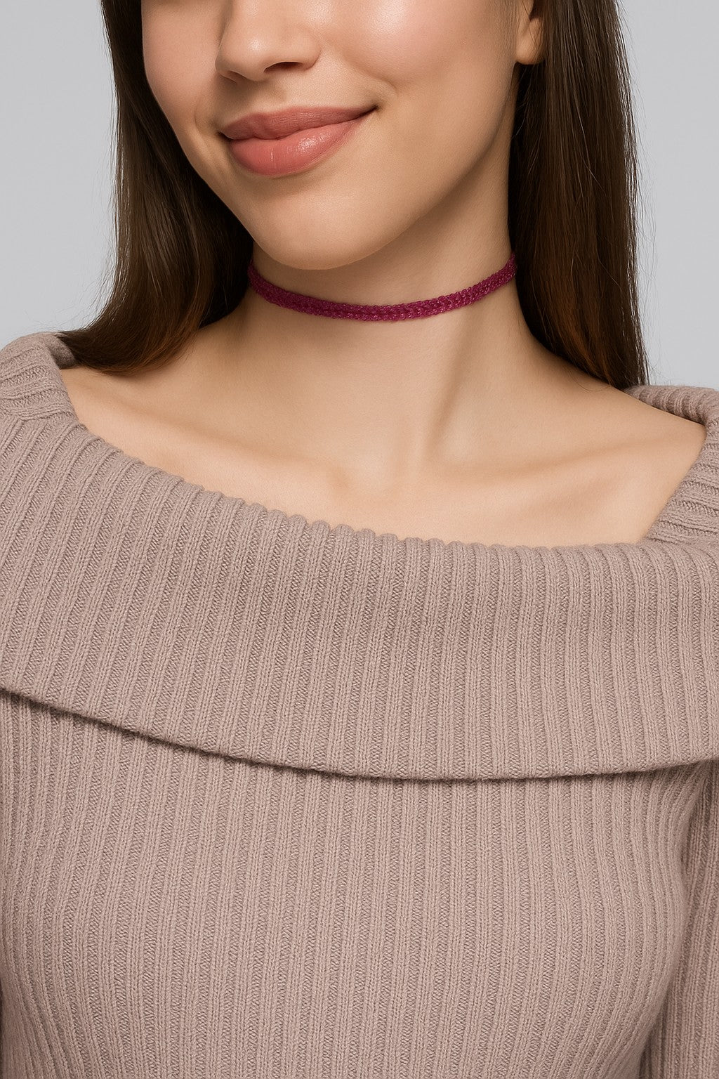 Model wearing Ruby Beaded Choker | Handmade by Carla Ciminera can also be worn as bracelet