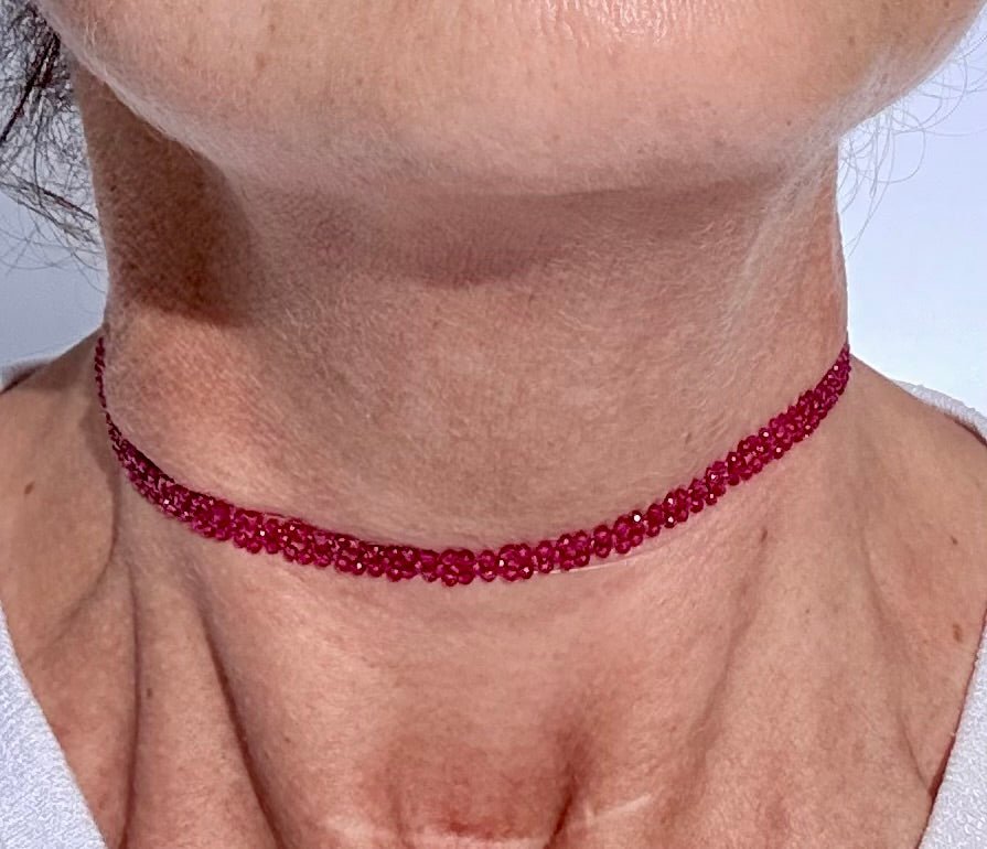 Ruby Beaded Choker | Handmade by Carla Ciminera can also be worn as bracelet