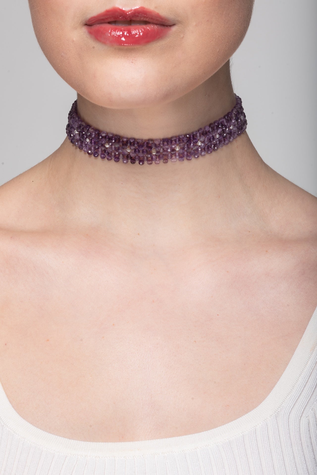 Amethyst choker with Pearl accents