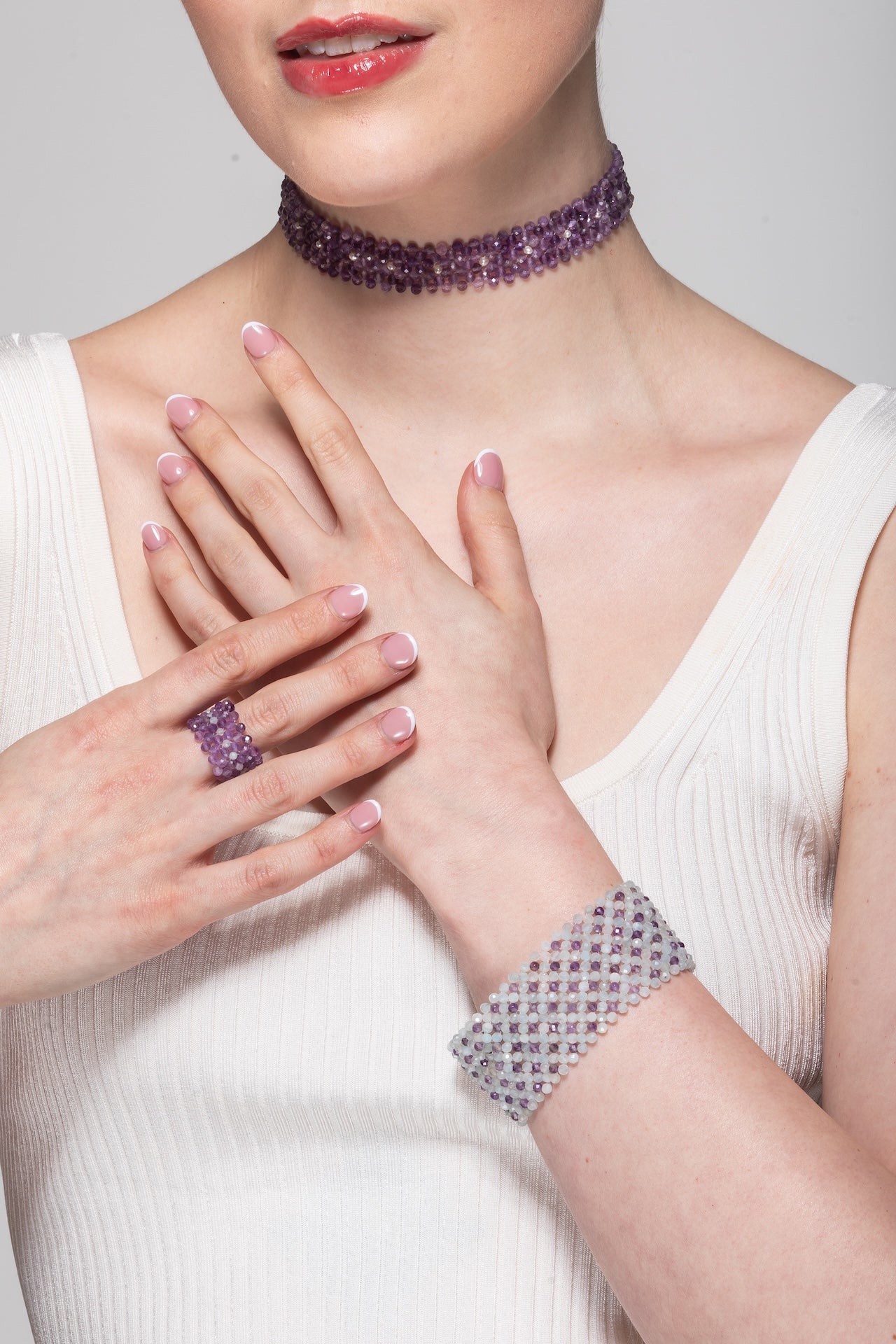 Amethyst and aquamarine ring