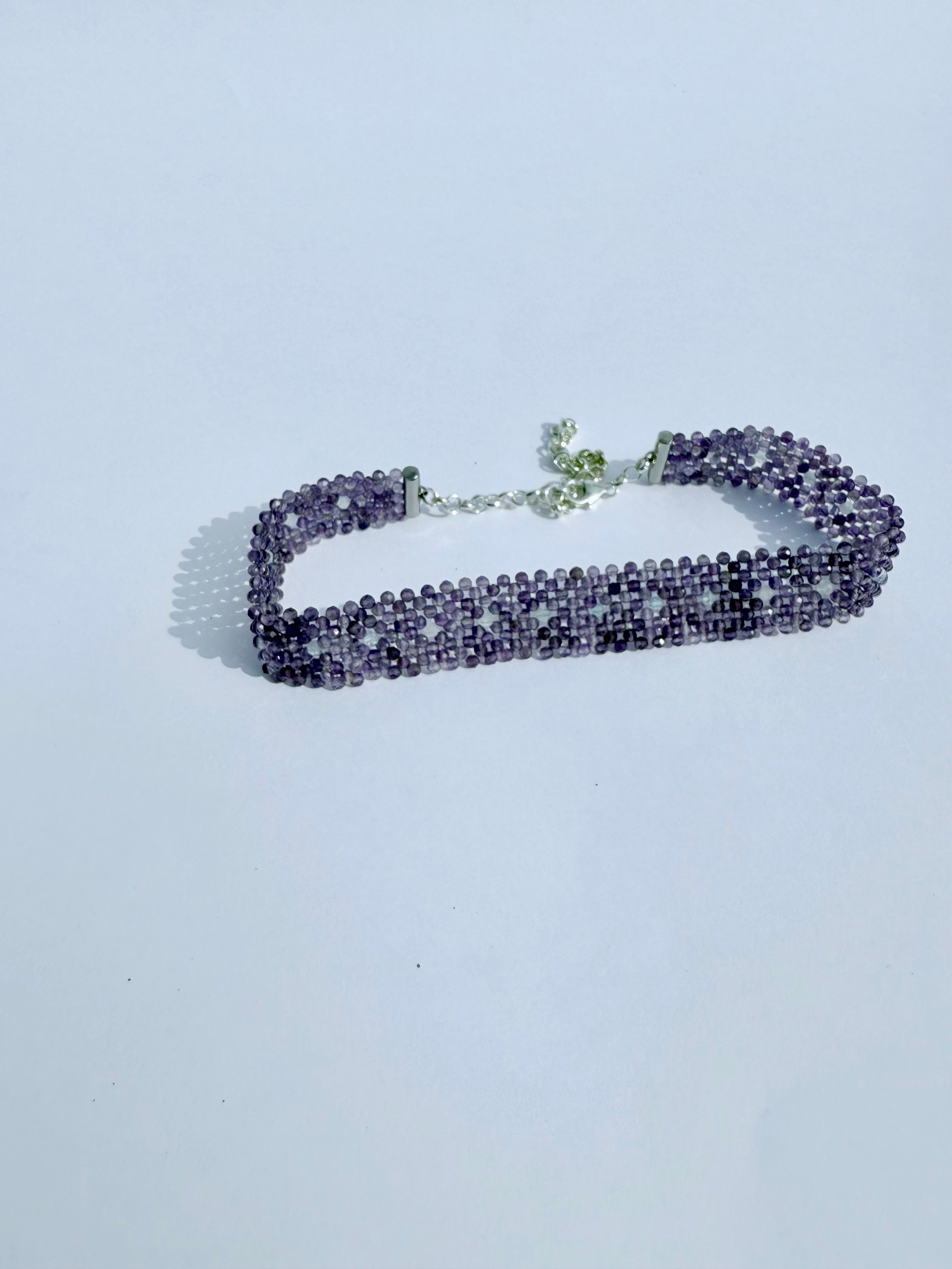 Amethyst choker with aquamarine accents