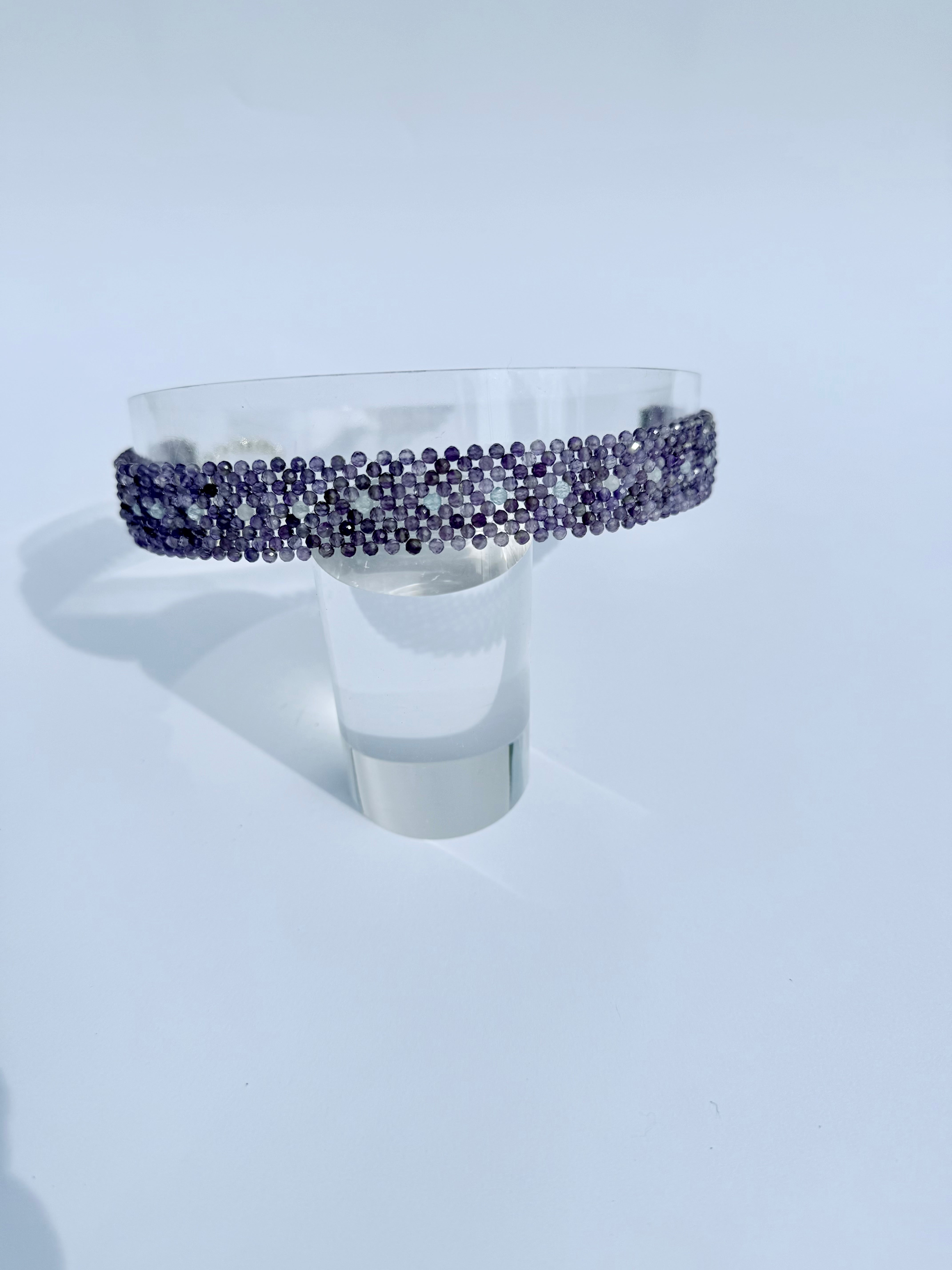 Amethyst choker with aquamarine accents