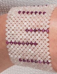 Rose quartz and ruby lines cuff