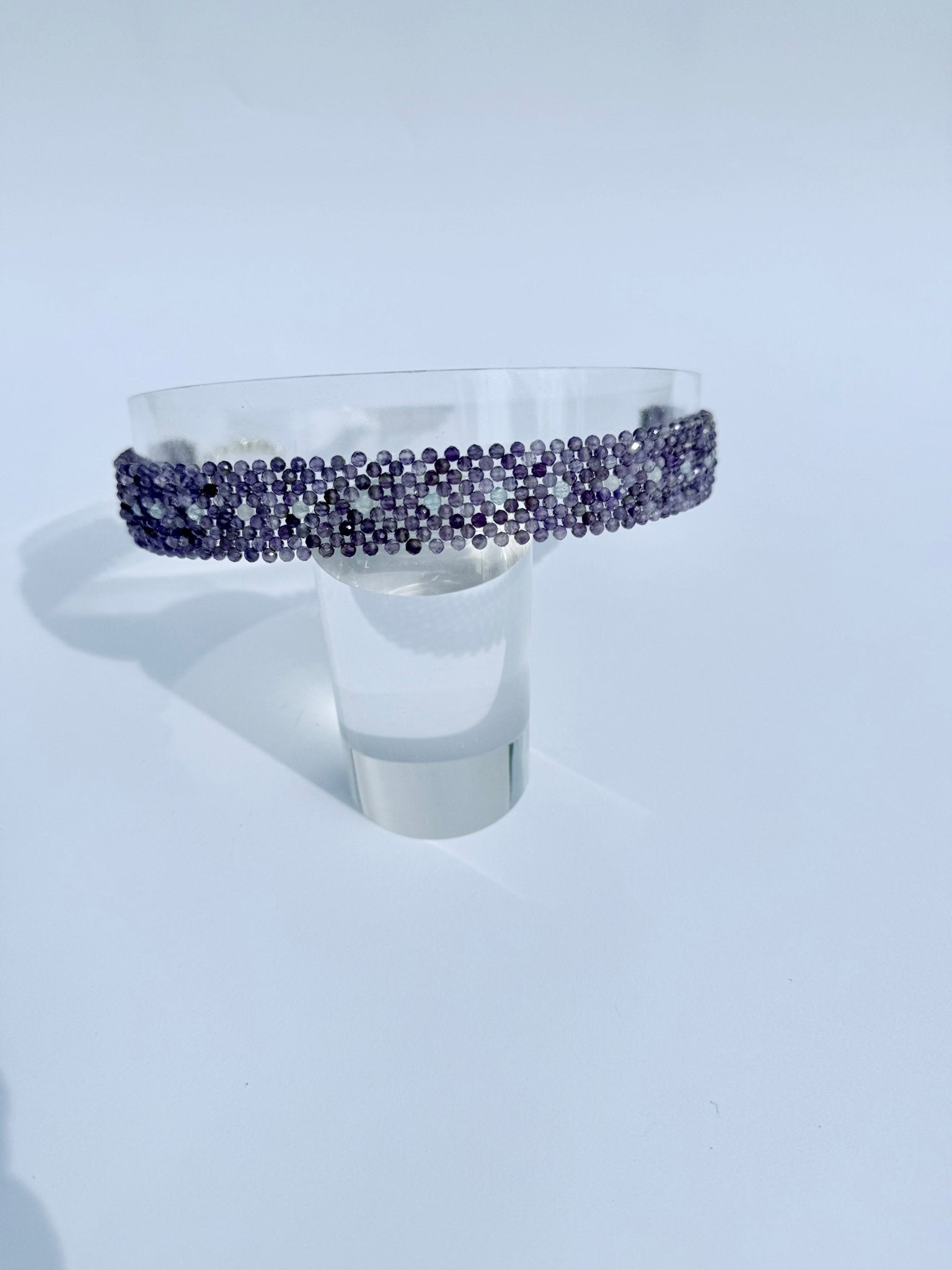 Amethyst and Aquamarine Beaded Choker | Handmade by Carla Ciminera