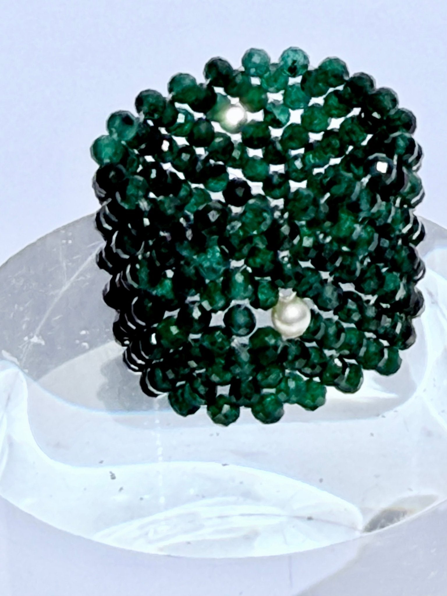Emerald ring with Pearl accent - Carla Ciminera