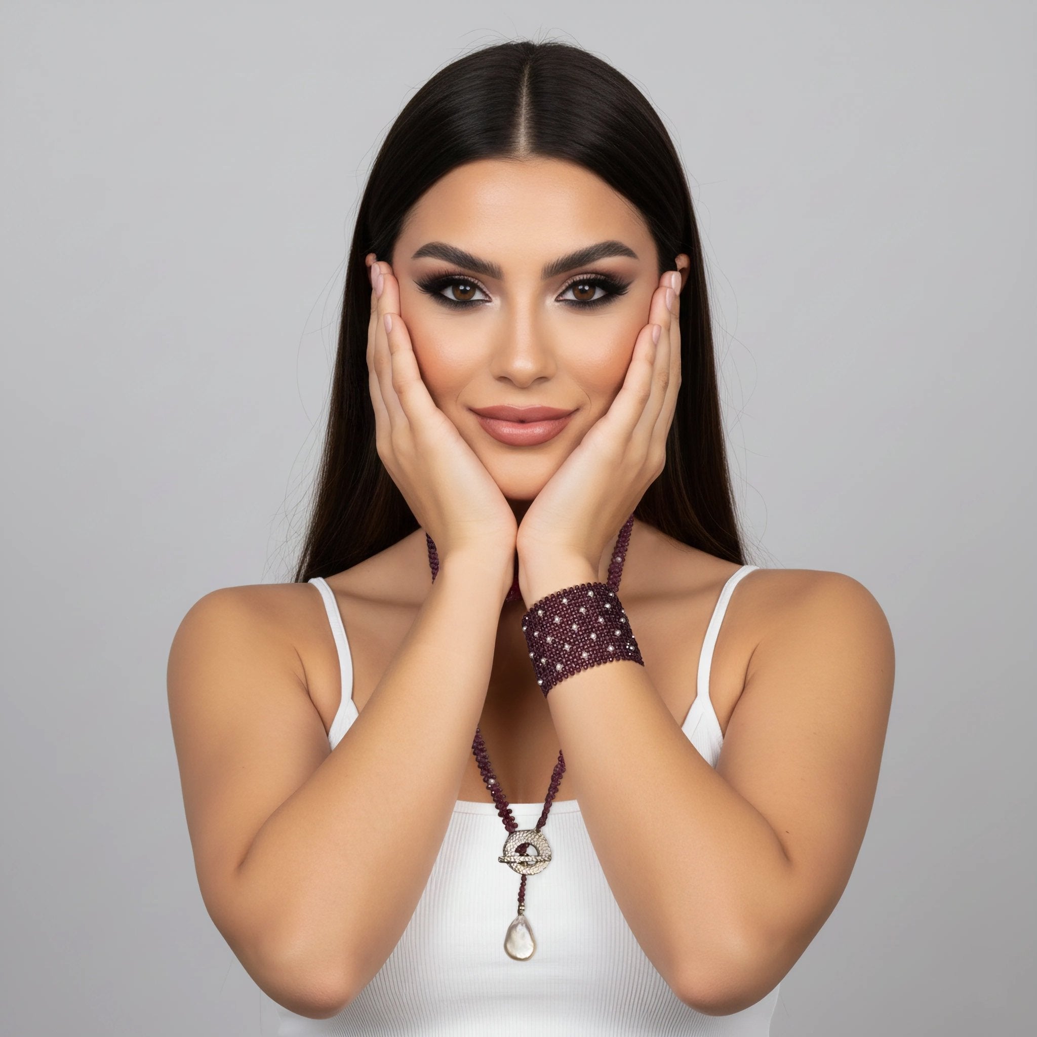 Garnet cuff with Pearls - Carla Ciminera