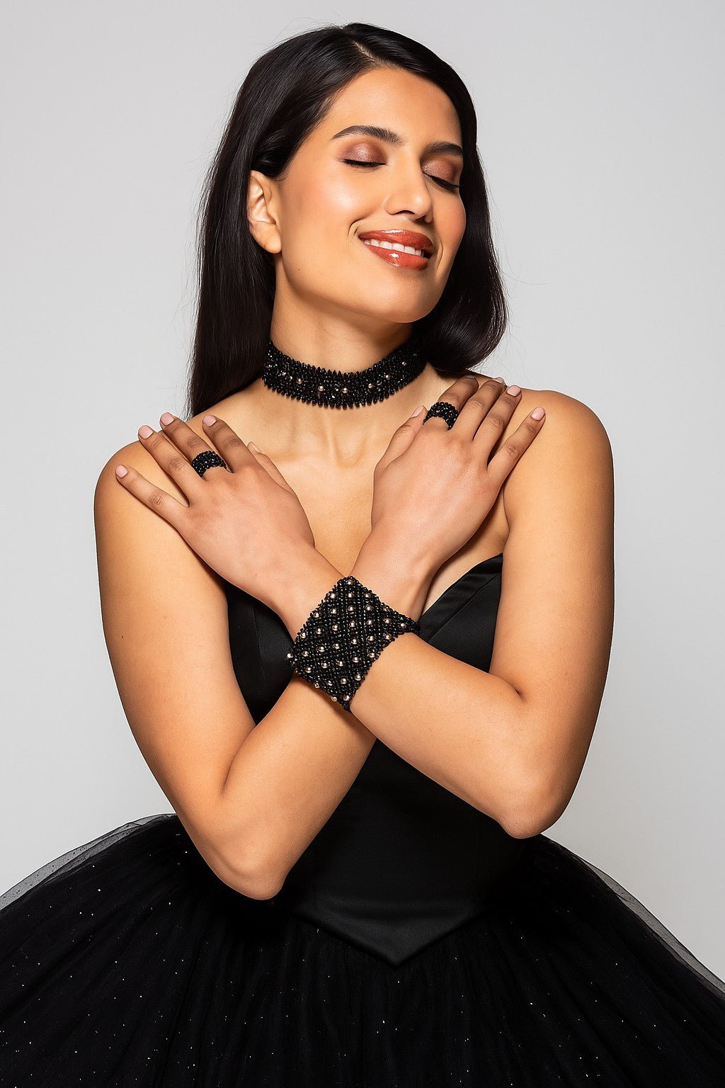 Onyx and Pearl Gemstone Cuff | Handmade by Carla Ciminera