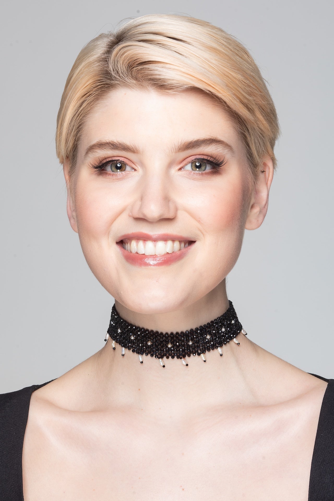Onyx choker with pearl drops - Carla Ciminera
