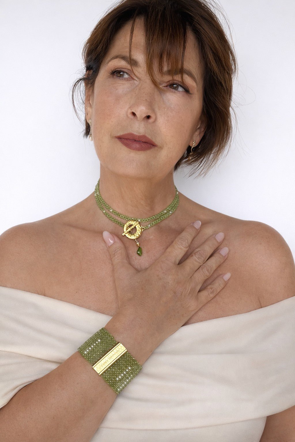 Peridot cuff with pearls - Carla Ciminera