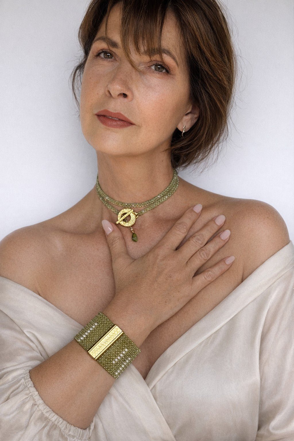 Peridot cuff with pearls - Carla Ciminera