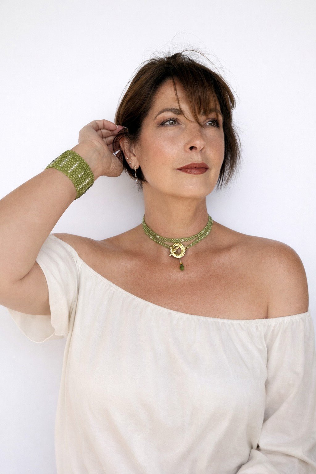 Peridot cuff with pearls - Carla Ciminera