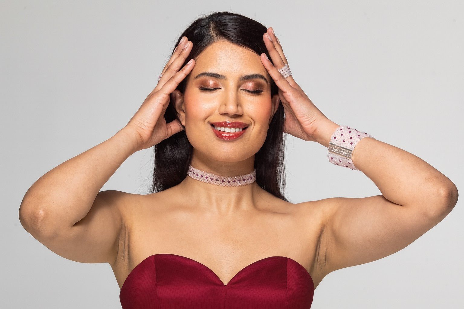 Rose Quartz and ruby choker - Carla Ciminera
