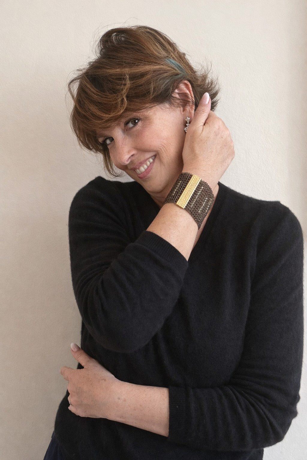 Smoky Quartz cuff with citrine accents - Carla Ciminera