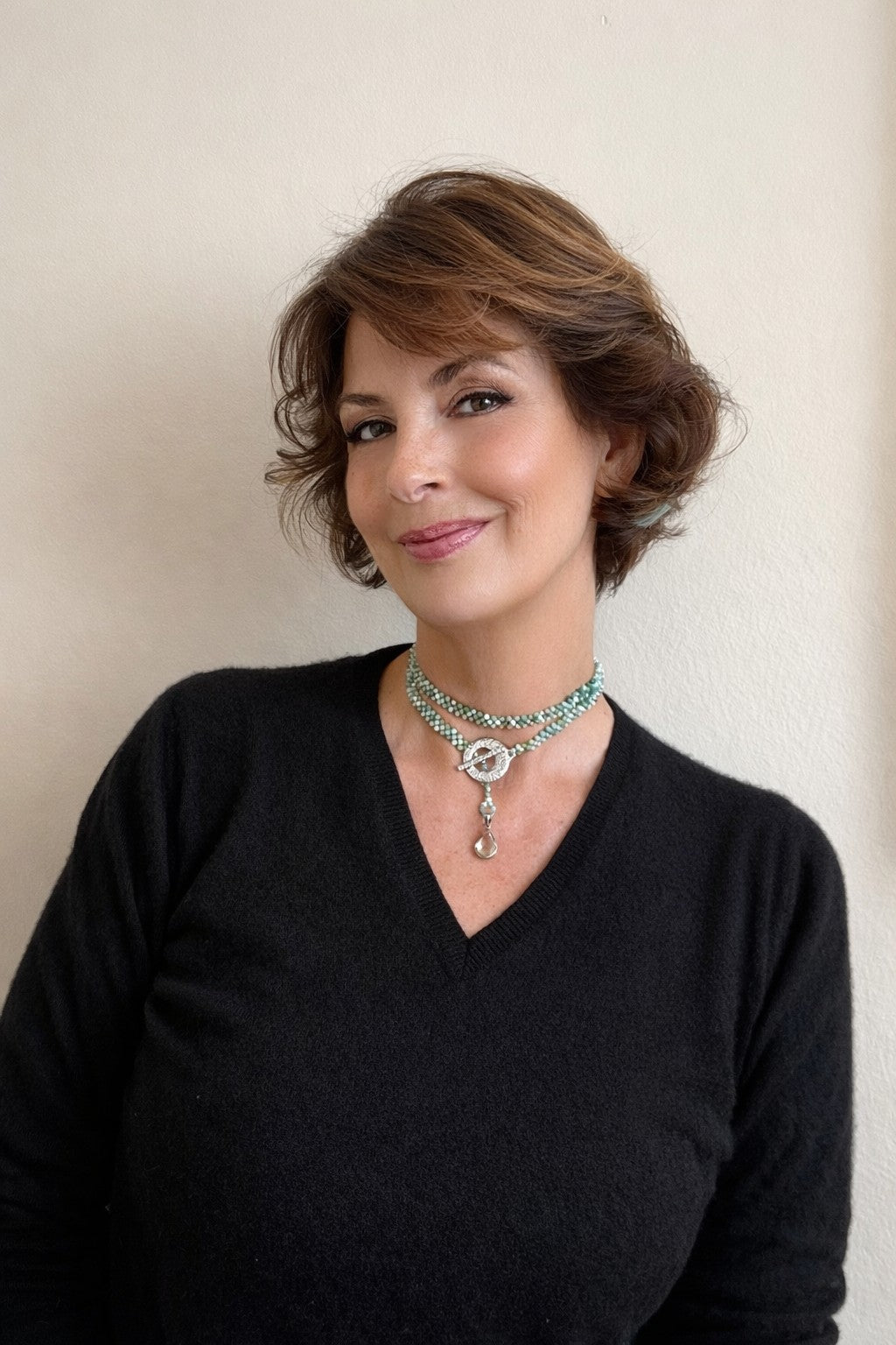 Triad – Emerald and Pearl with Green Amethyst pendant - Carla Ciminera